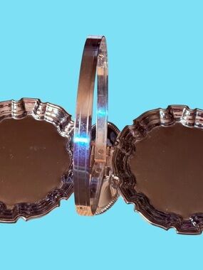 Vintage ~ 1960s ~ Serving Trays with Handle ~ Silver Metal ~ Condiment Caddy